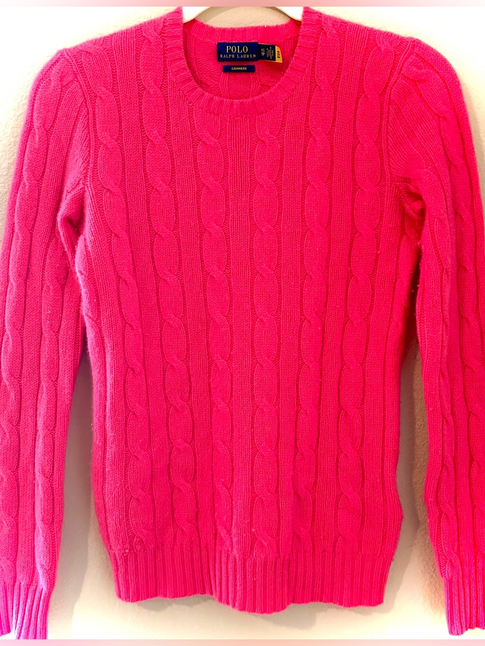 Polo by Ralph Lauren 100%Cashmere CableKnit Crew Sweater - XS Pink